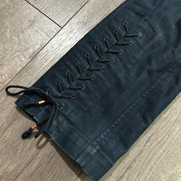 Anthropologie Leifsdottir dark denim jeans with lace up detail 30 - Picture 2 of 5